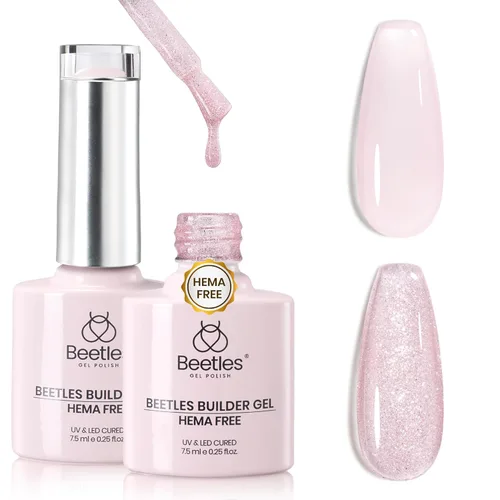 Miniatura 24 de Beetles Gel Constructor para Uñas, 3 Piezas de Gel Constructor de Uñas Transparente con Base y Capa Superior para Fortalecimiento de Uñas