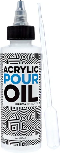 Impresa Aceite de silicona para verter acrílico, botella transparente de 4 onzas con pipeta, aceite acrílico para verter y aditivo de pintura para