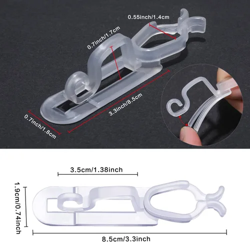 Miniatura 2 de 40 clips de canalón de luz de Navidad, clip de plástico C7 C9 para decoraciones de fiesta de Navidad (transparente)