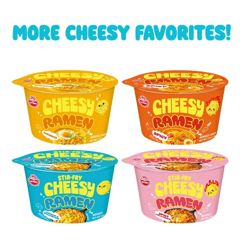 Miniatura 7 de Ramen salteado con queso (Taza) – Sabor a cheddar y mascarpone Fideos instantáneos coreanos cremosos y sabrosos 3.53 oz (Paquete de 6)