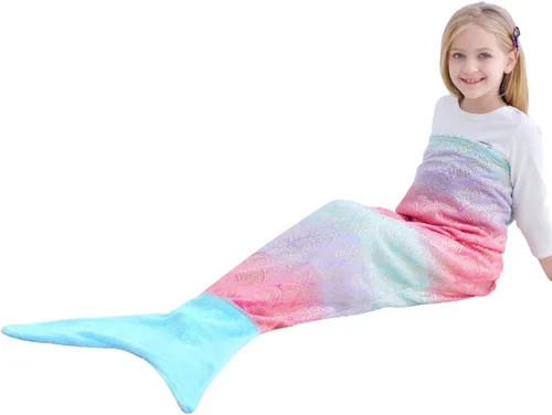 Miniatura 7 de VHOME Manta de Sirena para Niños - Cálida Manta para Sala de Estar y Sofá, Mantas Abraciciosas para Niños, Regalo de Cumpleaños