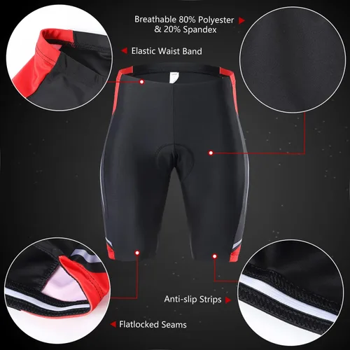 Miniatura 4 de LIXADA Camiseta de ciclismo para hombre de manga corta con pantalones cortos acolchados de secado rápido para verano, ropa corta para bicicleta