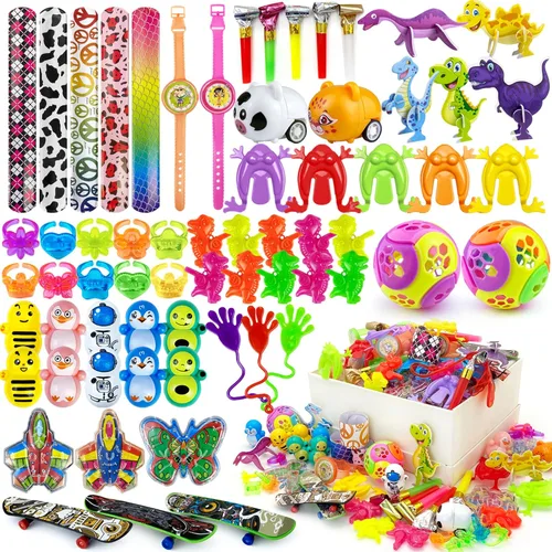 XIPEGPA Surtido de 65 piezas de juguetes de fiesta para recompensas de aula, juguetes a granel, juguetes de fiesta de cumpleaños, bolsas de regalo,