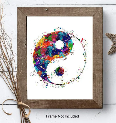 Miniatura 7 de Yin Yang - Impresión artística inspiradora de acuarela zen, foto sin marco de 8 x 10 pulgadas, regalo motivacional para meditación, fanáticos