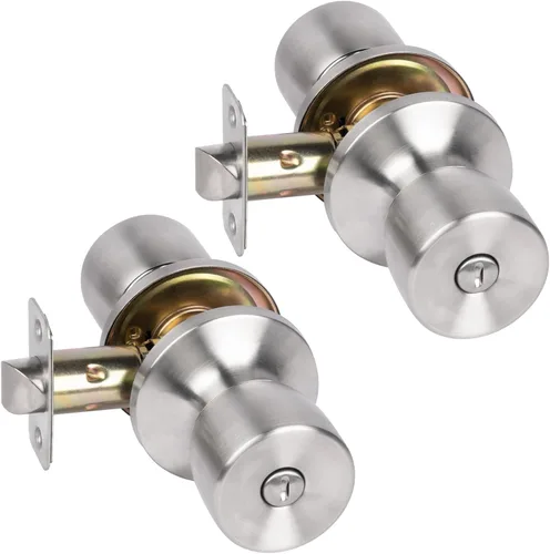 Miniatura 12 de HOSOM - Paquete de 1 perilla de puerta con cerradura y llave, perillas de puerta exterior color negro mate para dormitorio y baño, perilla de puerta
