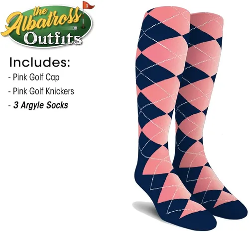 Miniatura 5 de Golf Knickers Traje de golf Albatross para hombre, gorra de golf, 3 calcetines de rombos