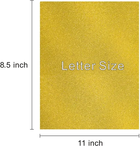 Miniatura 2 de Papel de cartulina dorado pesado con purpurina, 50 hojas (300 GSM = 110 libras de cubierta), papel con purpurina tamaño carta de 8.5 x 11 pulgadas