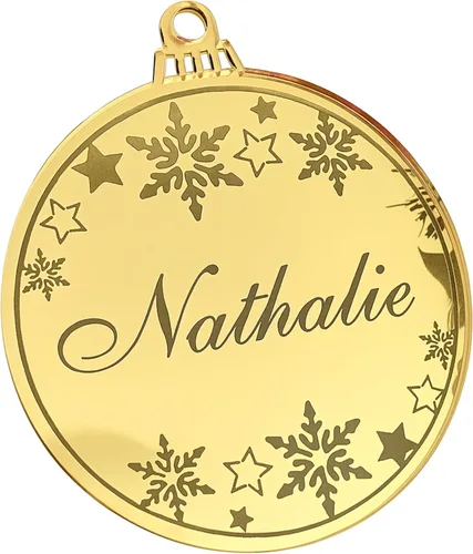 Adorno personalizado para árbol de Navidad, bola grabada con nombre personalizado con copos de nieve, etiquetas de nombre de regalo, decoración de