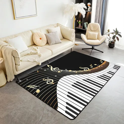 Miniatura 25 de Alfombra de área estampada azul, retro, envejecida, antideslizante, para interiores, sala de estar, lavable a máquina, transpirable para sala