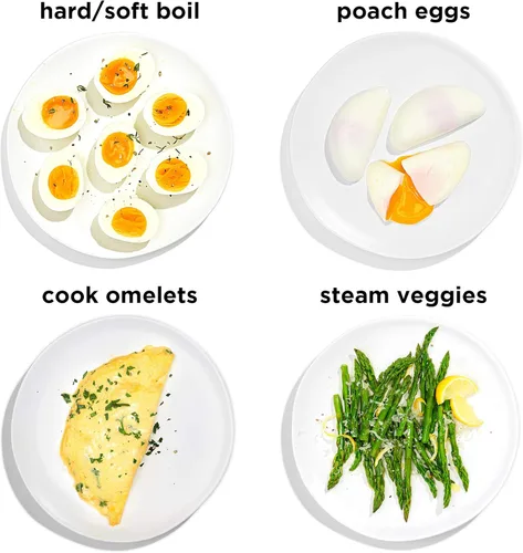 Miniatura 3 de Chefman Egg-Maker Escalfador Rápido, Vaporera de Alimentos y Verduras, Hace Rápidamente Hasta 6, Duros, Medianos o Suaves Hervidos, Bandeja