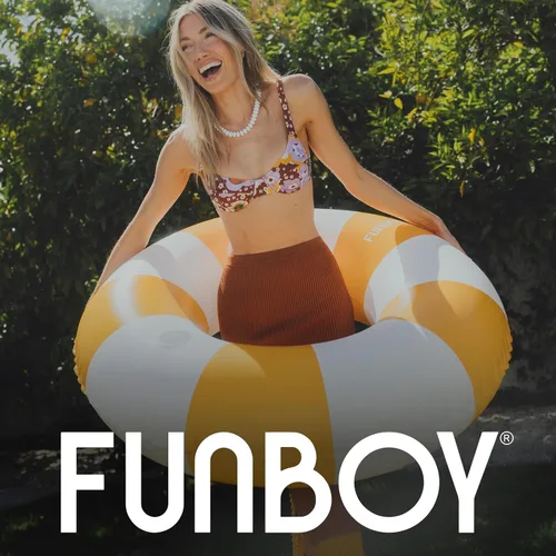 Miniatura 6 de FUNBOY Tubo inflable gigante vintage de rayas naranjas para piscina con portavasos de 48" Gran flotador de piscina para adultos Juguetes