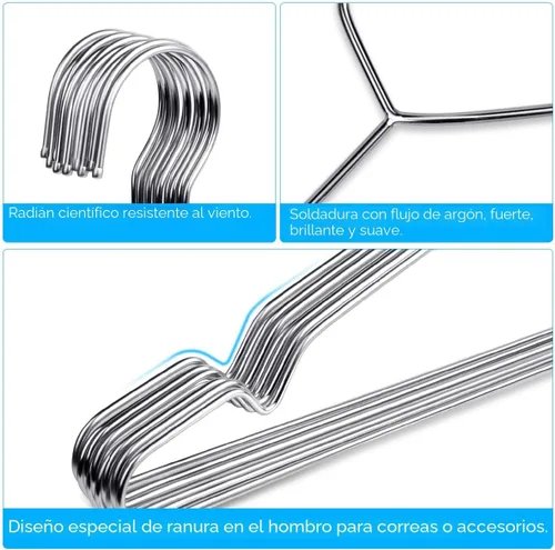 Miniatura 3 de Fayleeko Perchas de alambre para abrigos, paquete de 40 perchas de acero inoxidable resistentes y ultrafinas para ahorrar espacio de 16.5 pulgadas