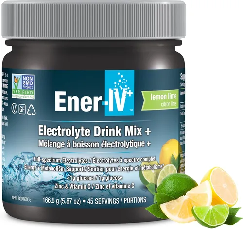 Ener-IV - Mezcla de bebida con electrolitos en polvo, bebida en polvo de hidratación, mezcla líquida hidratante, rehidratación baja en azúcar para