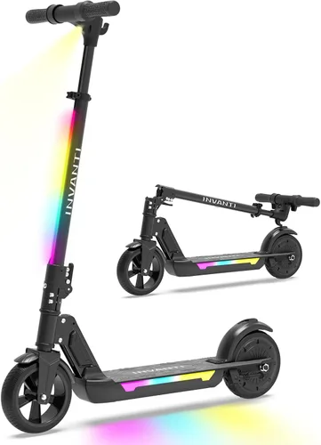 INVANTI KS03 Scooter eléctrico para niños de 8 años en adelante, motor de pico de 350 W, máximo 12 mph y 10 millas, rueda sólida de 7 pulgadas,