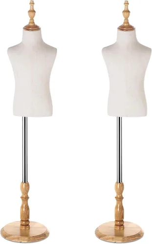 Geetery 2 piezas de vestido para niños, ropa ajustable para niños pequeños, maniquí infantil con base de madera para mostrador de ventana, estudio,