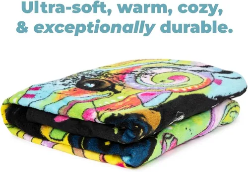 Miniatura 2 de Dawhud Direct Manta Throw de Forro Polar Pitbull de 50 x 60 Pulgadas con Arte de Perro Dean Russo - Mantas Pitbull Suaves y Coloridas para Adultos