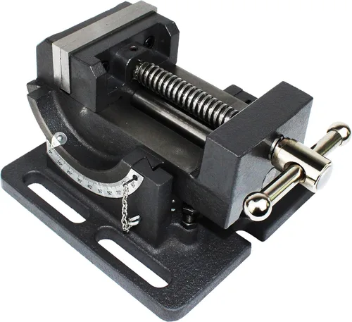 Miniatura 8 de HFS (R) Tornillo de prensa de hierro fundido de 4 pulgadas para taladrar, roscar y escariar con ajustes de ángulo, ancho de mandíbula de 4 pulgadas