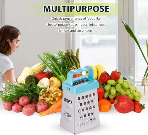 Miniatura 6 de COMNICO Mini rallador de queso, 3 ralladores de caja de acero inoxidable con asa, ralladores profesionales para rebanar quesos de cocina, queso