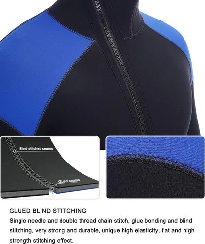 Miniatura 7 de DEHAI Traje de neopreno de 0.197 in para hombre, traje de neopreno para buceo, manga larga, cremallera trasera, cuerpo completo, traje de baño