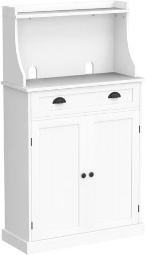 Miniatura 4 de ARTPOWER - Gabinete/Soporte de microondas de cocina de 54" con almacenamiento y cajones, armario de almacenamiento de despensa con alacena y Blanco