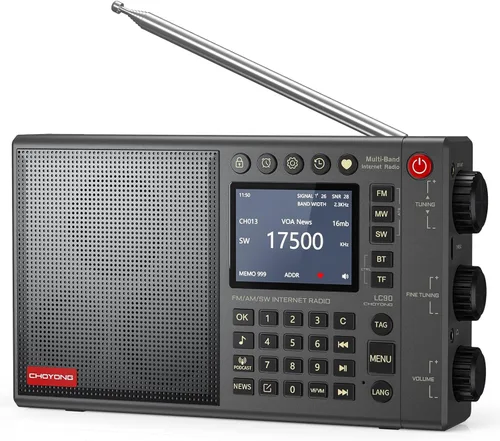 CHOYONG Radio de Internet LC90 Wi-Fi/4G, radio FM/LW/MW/SW portátil con batería recargable de 5000 mAh, estaciones de radio 40K, altavoz BT, reloj