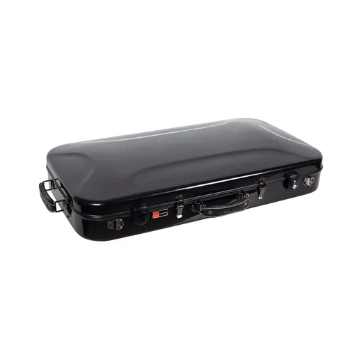 Miniatura 5 de Crossrock Estuche doble de fibra de vidrio con cerradura TSA para dos ukeleles de concierto/tenor-negro (CRF2020DTUBK)
