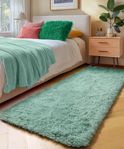 Miniatura 54 de PAGISOFE Alfombras esponjosas de dormitorio de 4 x 6 pies, color negro, alfombra moderna para sala de estar, alfombra lanuda para interiores