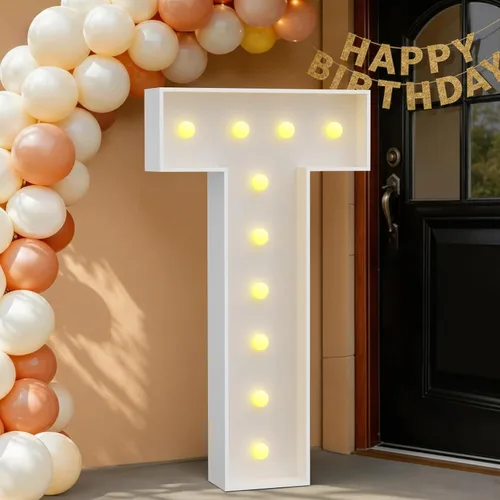 Miniatura 95 de IMPRSV Letras de mosaico iluminadas de marquesina, 4 pies para globos y fiestas, decoración de kit de arco
