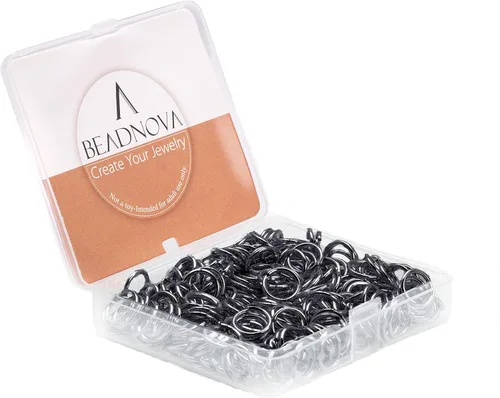 Miniatura 13 de BEADNOVA Anillos de salto negros de 0.157 in para hacer joyas, anillos abiertos para llaveros y reparación de collares (300 unidades)