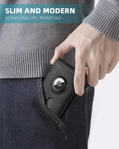 Miniatura 6 de Zitahli Carteras para hombre Airtag Holder Slim Rfid Cuero con Caja de Regalo