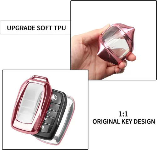 Miniatura 4 de QBUC Funda para llavero Toyota con llavero, compatible con Toyota Venza Corolla Cross Grand Highlander Tundra RAV4 Prime Prius Land Cruiser Sequoia
