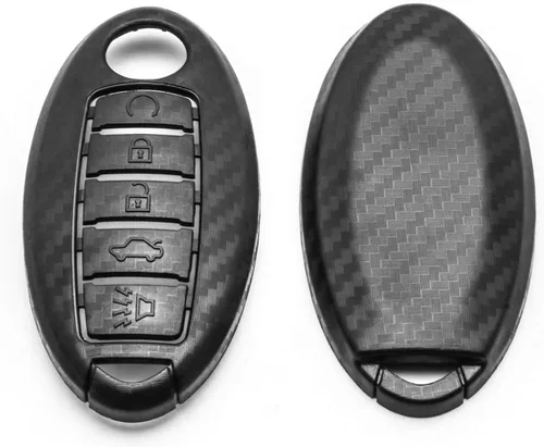 Miniatura 5 de x xotic tech Funda de carcasa para llavero de ABS con patrón de fibra de carbono negro mate, compatible con Nissan Titan Altima GT-R 370Z Maxima