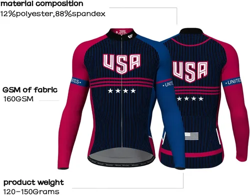 Miniatura 3 de Lo.gas Camiseta de ciclismo de Estados Unidos para hombre, manga corta, camisetas de ciclismo con bandera americana, ropa de bicicleta de carretera