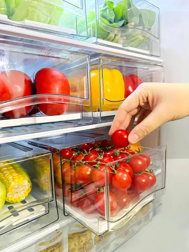 Miniatura 9 de Organizadores de refrigerador y cajón de almacenamiento, contenedores apilables de almacenamiento de frutas para refrigerador, organizador