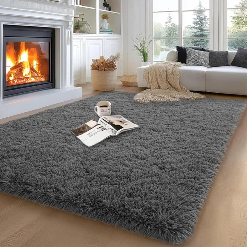 Miniatura 44 de qulint Alfombras de área de 5 x 7 pies para sala de estar, alfombra suave y esponjosa para dormitorio, alfombra de habitación de niños grandes, Gris