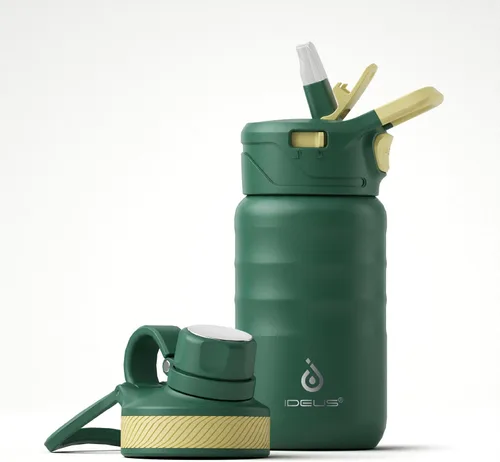 Miniatura 23 de IDEUS Botella de agua aislada de 12 onzas, botella de agua aislada de acero inoxidable para la escuela, botellas aisladas con pajitas a prueba