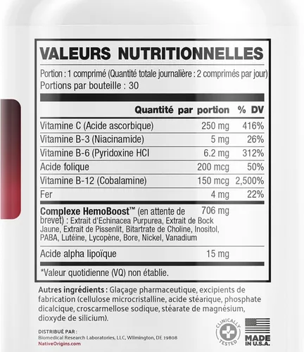 Miniatura 8 de Suplemento natural de hierro constructor de sangre y apoyo para niveles saludables de glóbulos rojos y oxígeno y producción de glóbulos rojos