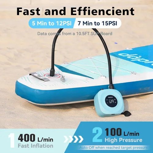 Miniatura 2 de Hydrohero Electric Paddle Board Pump, Rechargeable 20PSI High Pressure SUP Pump, Intelligent Dual Stage Inflation & Deflation, Auto-Off for Stand Up