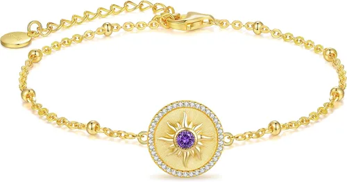 CDE Pulseras de sol para mujer, plata de ley 925, ajustable, chapada en oro de 14 quilates, cumpleaños, aniversario, Navidad, regalos para mujeres,