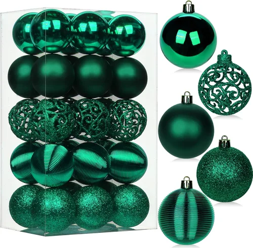 Miniatura 18 de 30 piezas de adornos de bola de árbol de Navidad irrompibles negros para decoración navideña
