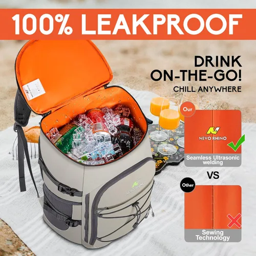 Miniatura 3 de N NEVO RHINO Mochilas Enfriadoras Aisladas a Prueba de Fugas 36/54 Latas, Mochila Enfriadora Aislada Portátil Ligera Impermeable para Hombres
