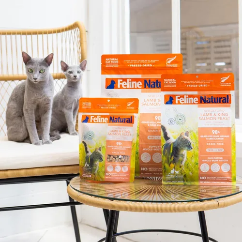 Miniatura 7 de Alimento para gatos seco de alta proteína Feline Natural, dieta liofilizada con 98% de carne, órganos y mariscos, sin guisantes, granos o aditivos