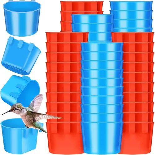 Miniatura 8 de 100 tazas en jaula para pollo, 8 onzas, cuenco colgante de agua para pájaros, jaula de conejo, plato de alimentación de aves de corral, mascotas