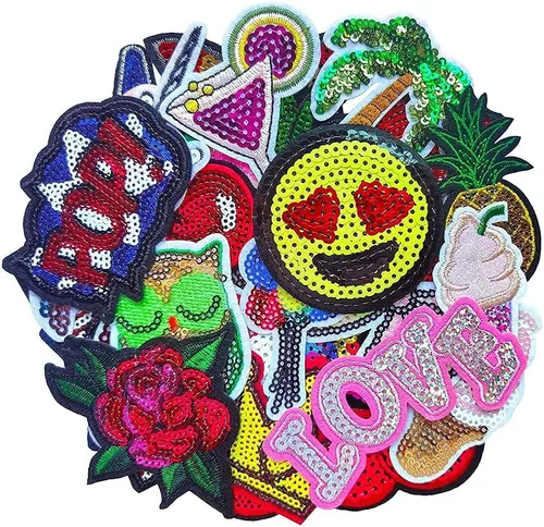 Qingxi Charm Lentejuelas para coser o planchar en parches bordados para ropa, vestido, sombrero, pantalones, zapatos, cortina, decoración de costura