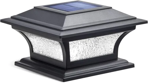 SIEDiNLAR Luces solares de poste de vidrio para exteriores, luz LED para cerca, 2 modos para postes de 4 x 4, 5 x 5, 6 x 6 pulgadas, decoración de