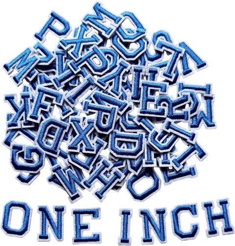 Miniatura 24 de Parches de letras para planchar de 1.3 pulgadas, 78 piezas, parches bordados del alfabeto A-Z para ropa, chaquetas, sombreros, mochilas, jeans
