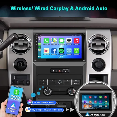 Miniatura 3 de Para Ford F150 2009-2014 4G+64G Radio de coche de 8 núcleos, pantalla táctil IPS de 9 pulgadas estéreo para coche con Carplay inalámbrico/Android