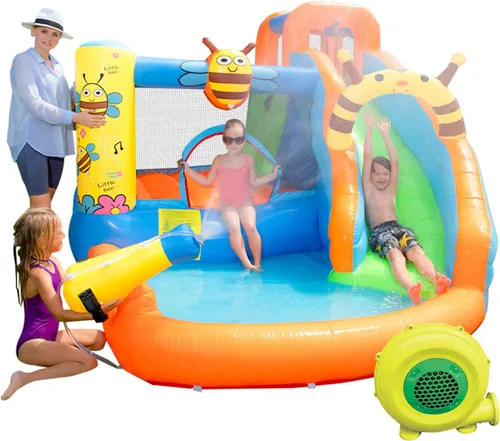 Miniatura 8 de Doctor Dolphin Casa inflable de rebote de agua, casa inflable para niños grandes, tobogán acuático para patio trasero, parque acuático inflable