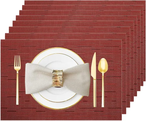 Miniatura 9 de Juego de 12 manteles individuales lavables y limpiables para mesa de comedor, cocina, interior y exterior, manteles individuales resistentes al
