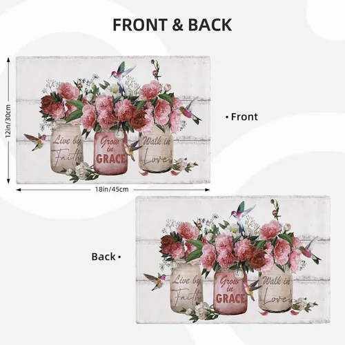 Miniatura 3 de Juego de 4 manteles individuales con diseño de flores y rosas, manteles individuales lavables para decoración del hogar, fiesta, interior, cocina